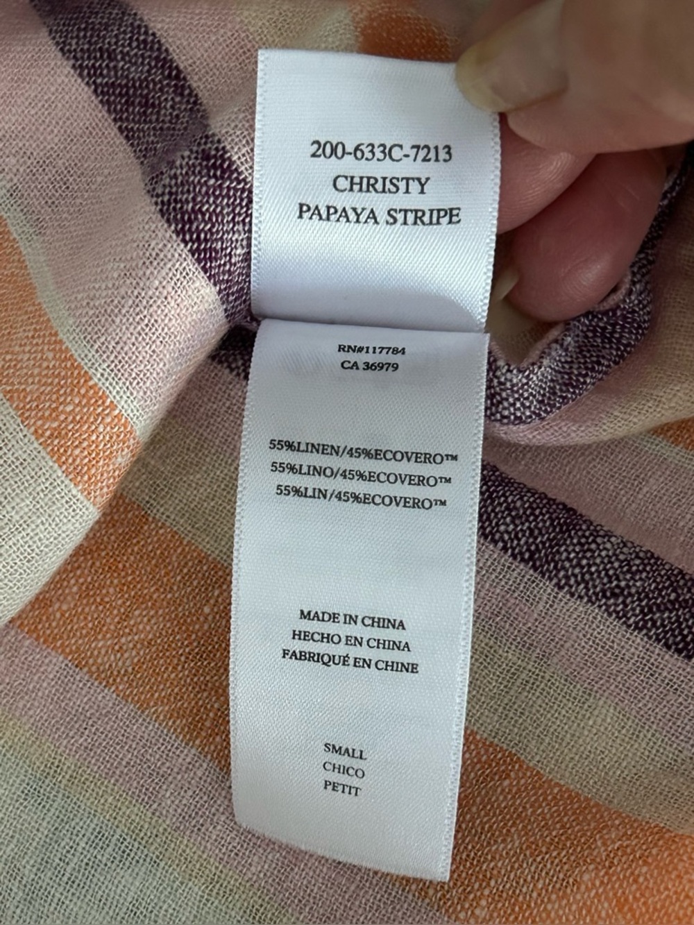 Rails Christy Luxe Linen Sleeveless Top Papaya Stripe Purple Orange Pink Size S - Picture 10 of 13